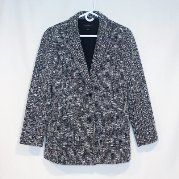 Talbots Tweed Dark Navy Cream Jacket Blazer Lined Women's Size 6 - Picture 12 of 14